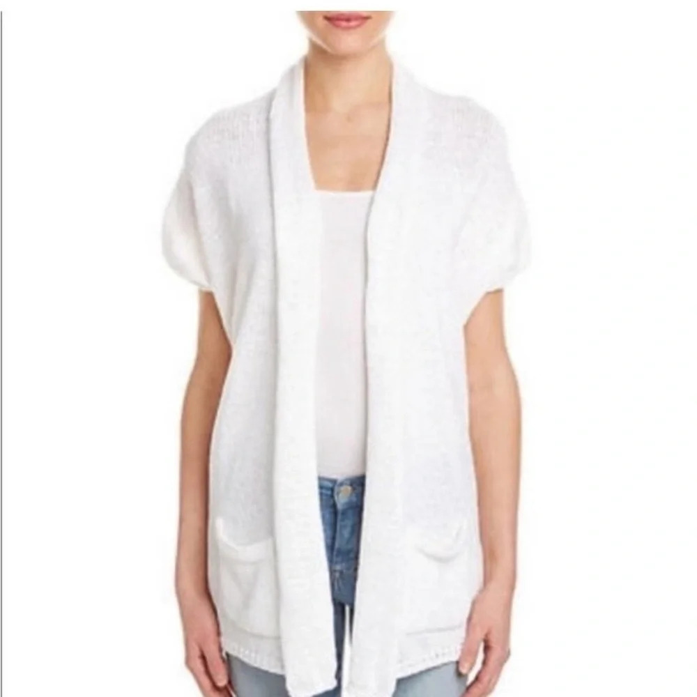 Calypso St. Barth open front knit sweater cardigan sleeveless white oversized